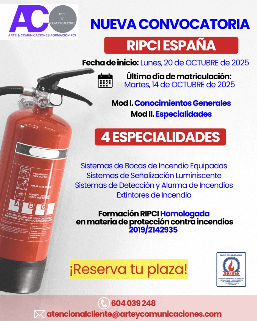 Certificación de Operario RIPCI homologada en España – Formación en Protección Contra Incendios 2025
