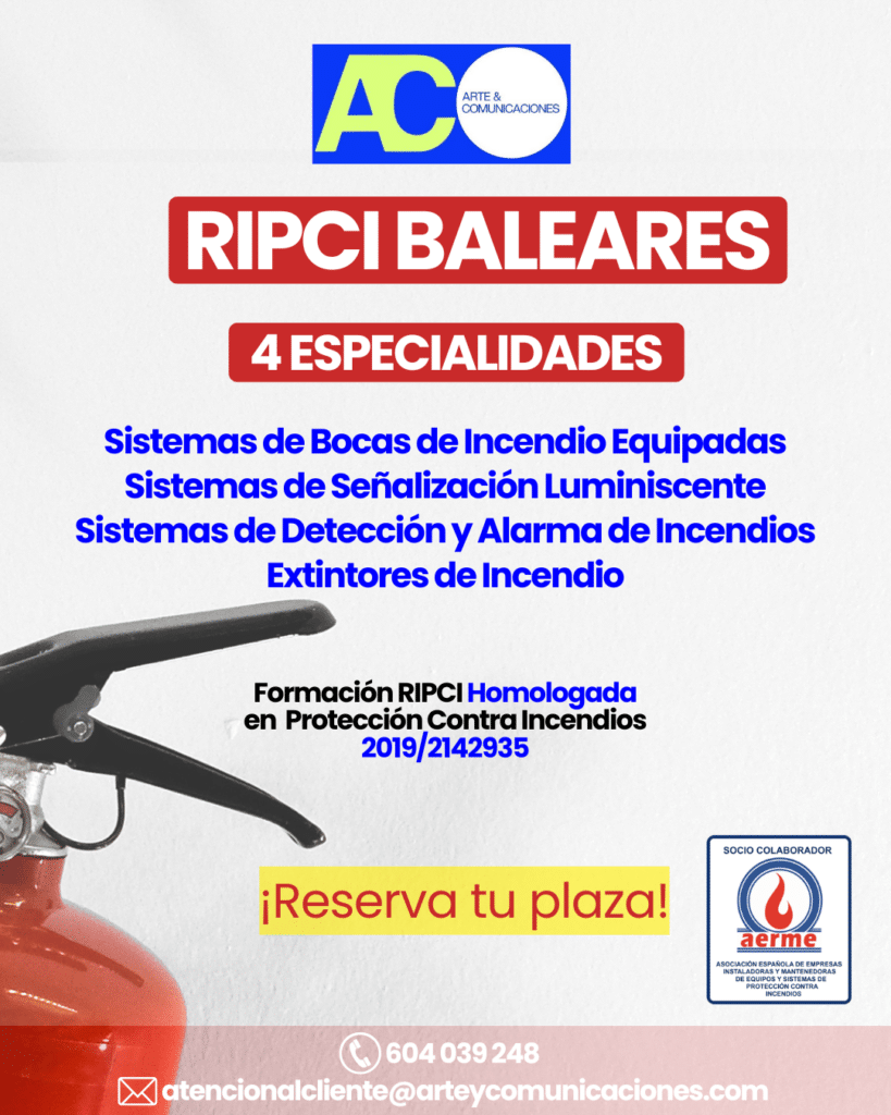 Certificación de Operario RIPCI homologada en Baleares – Formación en Protección Contra Incendios 2026