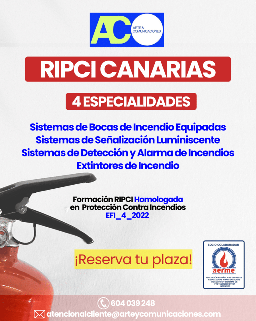 Certificación de Operario RIPCI homologada en Canarias – Formación en Protección Contra Incendios 2026
