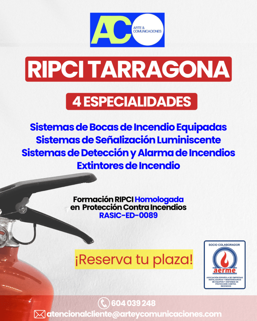 Certificación de Operario RIPCI homologada en Tarragona – Formación en Protección Contra Incendios 2026