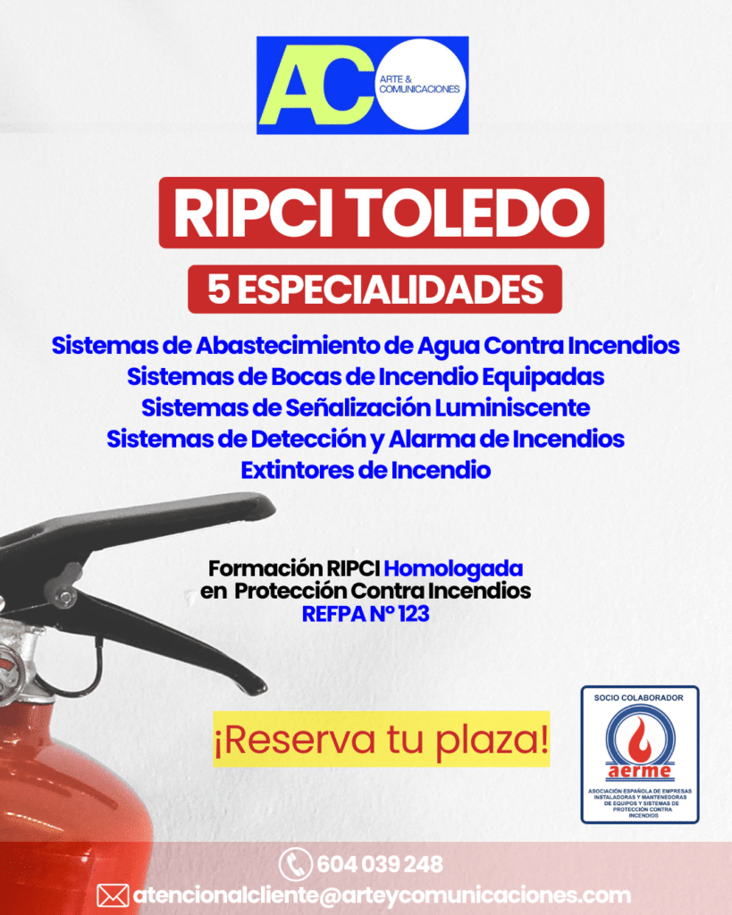 Certificación de Operario RIPCI homologada en Toledo – Formación en Protección Contra Incendios 2026