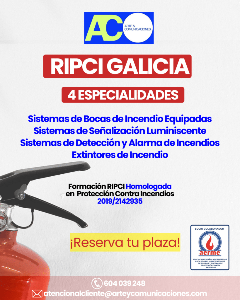Certificación de Operario RIPCI homologada en Galicia – Formación en Protección Contra Incendios 2026